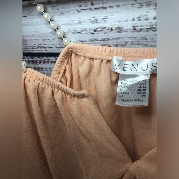 Peach Chiffon Women's Top with Pearl Straps XS🍑 - Picture 8 of 10